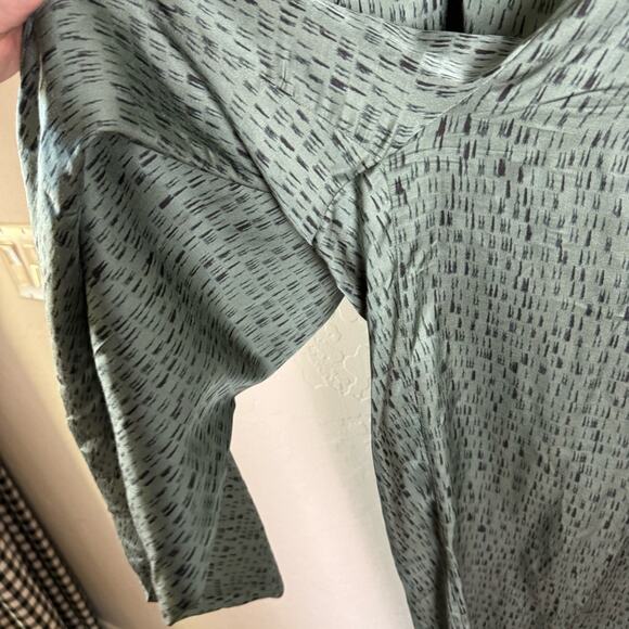 Eileen Fisher Green Nori Silk Dash Print Cropped Wide Leg Pant XL S9KWA-P3236P - Picture 6 of 16